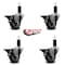 Service Caster 3'' Gray Poly Swivel 1-1/4'' Expanding Stem Caster Set with Brake, 4PK SCC-EX20S314-PPUB-PLB-114-4 - alternate 4